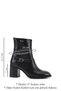 Women's Black Zippered Thick Heeled Boots - 3