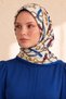 Chain Buckle Modern Pattern Gray-Blue Soft Foulard Scarf 90X90 cm - 2