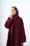 Women's Stand Collar Sleeve Button Detail Lined Oversize Cashmere Coat Burgundy - 3