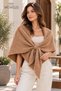 Camel Soft Textured Front Tie Women's Shoulder Shawl - 2