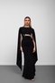 Black low-cut batwing sleeve maxi dress