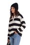 Thick striped long sleeve polo collar t-shirt - 2