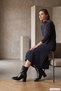 Women's Black Zippered Thick Heeled Boots - 4