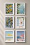6 Piece Lemon Branches and Capri Framed Painting Set Italy Posters Wall Decor Sixmx34