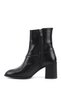 Women's Black Zippered Thick Heeled Boots - 6