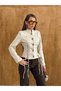Women's Scuba Suede Jacket with Stand Collar, Buttons, Eyelet Lacing, Detailed Stylish Design - 4