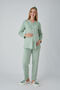 Guipure Lace Detailed V-Neck Buttoned Maternity Pajama Set with Maternity Dress, Set of 3 - 6