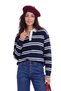 Thin striped long sleeve polo collar t-shirt - 4