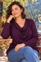 Plus Size Women's Degaje Collar Stylish Casual Long Sleeve Blouse - 2