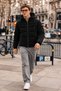 Men's Seasonal Hooded Black Thick Coat - 3