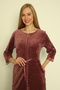 Women's Cotton Velvet Zipper Pocket Lace Long Sleeve Dress 3823 - 3