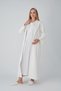 Ecru Lace and Pleated Detailed Buttoned Maternity & Postpartum Nightgown and Robe Double Set - Postpartum Hospital Discharge Maternity Set - 2
