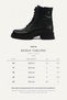 Women's Genuine Leather Lace-Up Zippered Boots Black Thick Non-Slip Sole Winter Ankle Boots - 8
