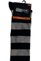 Women's Black Beige Striped Cotton Above-Knee Socks - - 2