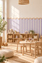 Purple Striped Wall Sticker + Self-Adhesive Wooden Border |   Baby and Children's Room Wall Decoration - 4
