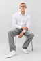 Men's Classic Collar Casual White Shirt - 6