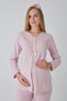 Guipure Lace Detailed V-Neck Buttoned Maternity Pajama Set with Maternity Dress, Set of 3 - 7