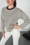 Women's Striped Crew Neck Long Sleeve Oversize Sweatshirt