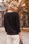 Black Round Neck Long Sleeve Ribbon Patterned Collar with Stone Detail Casual Knitwear Sweater 63 60 - 7