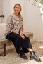 Beige-Black Crew Neck Long Sleeve Suzene Embroidered Oversize Knitwear Sweater 70 70 - 6