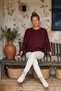 Burgundy Round Neck Long Sleeve Ribbed Glittery Hem Ribbed Casual Knitwear Sweater 0 0 - 6