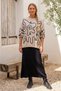 Beige-Black Crew Neck Long Sleeve Suzene Embroidered Oversize Knitwear Sweater 70 70 - 5