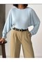 Women's 100% Cotton Boat Neck Batwing Sleeve Long Sleeve Gathered Blouse