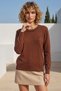 Light Brown Crew Neck Long Sleeve Collar with Stone Detail, Glitter Stone Rose Emblem Knitwear Sweater 63 62 - 5