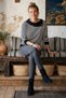 Black Asymmetrical Collar Long Sleeve Striped Ribbed Hem Casual Knitwear Sweater 60 58 - 4