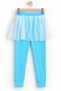 Girl's Ribbed Tulle Combed Cotton Tights Blue - 2