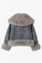 Blue Vintage Fur Detailed Denim Coat - 8