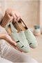 Women's Genuine Suede Straw Sole Low-Cut Mint Green Espadrille Casual Shoes - 3