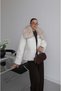 Ecru Elastic Waist Fur Collar Inflatable Coat - 4