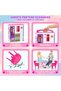Portable & Foldable Dollhouse w/ 60+ Pcs & 2 Dolls, Play House Toy for Girls - 4