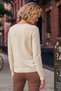 Ecru V-Neck Long-Sleeved Ribbed Sweater with Buckle Collar and Glitter, Casual Knitwear 62 59 - 8