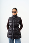 Women's Adjustable Waist Shiny Vest Black