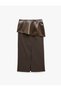 Striped Pencil Skirt with Faux Leather Look Detail and Slit - 6