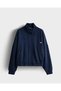 6Wf1022-Nv Women's Zippered Sweatshirt, Navy Blue.