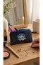 Arts Safira Navy Blue Embroidered Multi-Purpose Mini Bag Zippered Makeup and Accessory Bag - 3