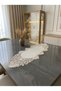 French Lace Hürrem Model Linen Gardenia Luxury 3-Piece Runner Living Room Coffee Table Cover - 2