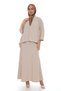 Women's Beige Seersucker Fabric Skirted Top and Bottom Two-Piece Set