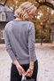 Gray Melange Round Neck Long Sleeve Ribbon Patterned Collar with Stone Detail Casual Knitwear Sweater 63 60 - 7