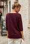 Plum Color Boat Neck 3/4 Sleeve Thin Necklace Collar Casual Basic Knitwear Sweater 67 64 - 8