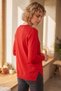 Red Round Neck Long Sleeve Stoned Slit Casual Knit Sweater 60 58 - 7