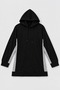 Women's Hooded Black Tracksuit Set with Gray Stripe Detail