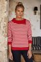 Red Asymmetrical Collar Long Sleeve Striped Ribbed Hem Casual Knitwear Sweater 60 58 - 4
