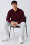 Men's Polo Collar Buttoned Knitwear Claret Red Sweater - 4