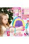 Portable & Foldable Dollhouse w/ 60+ Pcs & 2 Dolls, Play House Toy for Girls - 5