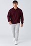 Men's Polo Collar Buttoned Knitwear Claret Red Sweater - 3