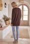 Brown Round Neck Glittery Slit Casual Long Back Oversize Knitwear Sweater 75 68 - 7